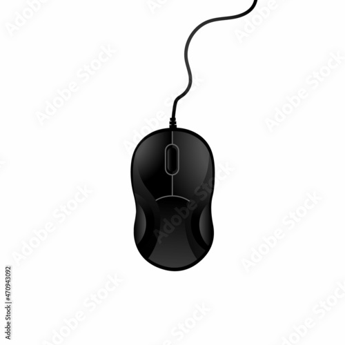 Obraz na płótnie Black computer mouse on a white background. Vector illustration w salonie