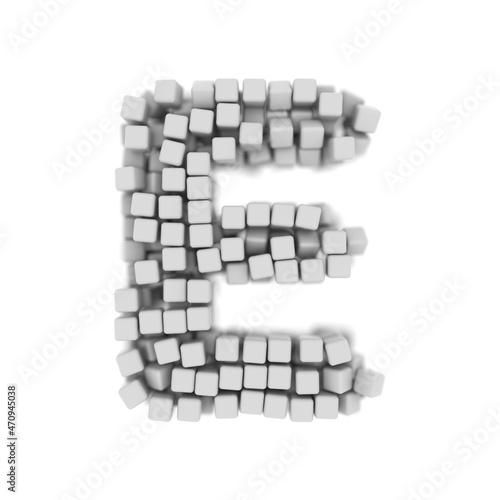 White cube letter E - Capital 3d voxel font - suitable for science  modernity or technology related subjects