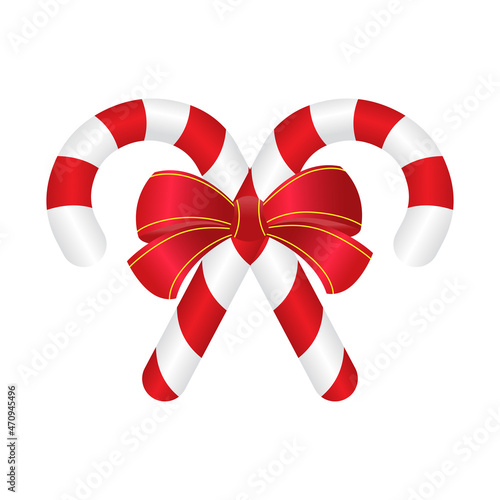 Cross candy cane red bow ribbon christmas vector isolated