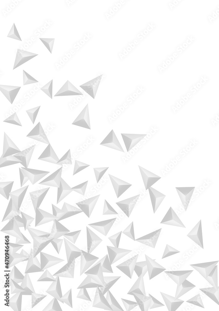 Grizzly Crystal Background White Vector. Shard Luxury Template. Gray Decorative Illustration. Fractal Geometric. Greyscale Triangular Texture.