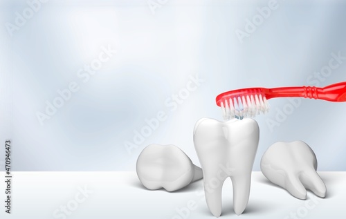 Flossing and brushing your teeth concept  Cavity  yellow and healthy teeth model