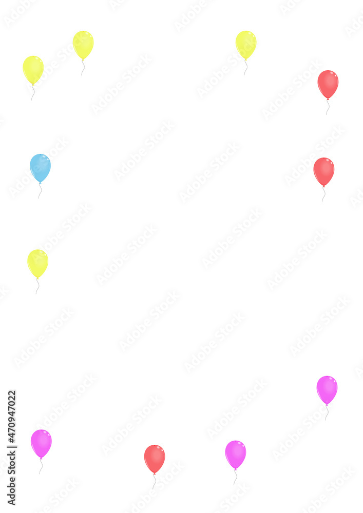 Colorful Toy Background White Vector. Flying Fest Template. Red Wedding. Blue Confetti. Balloon Holiday Border.