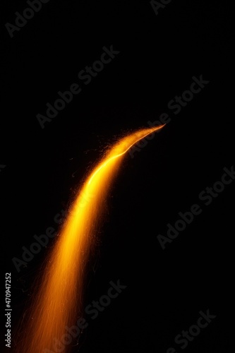 An isolated firework trace on black background