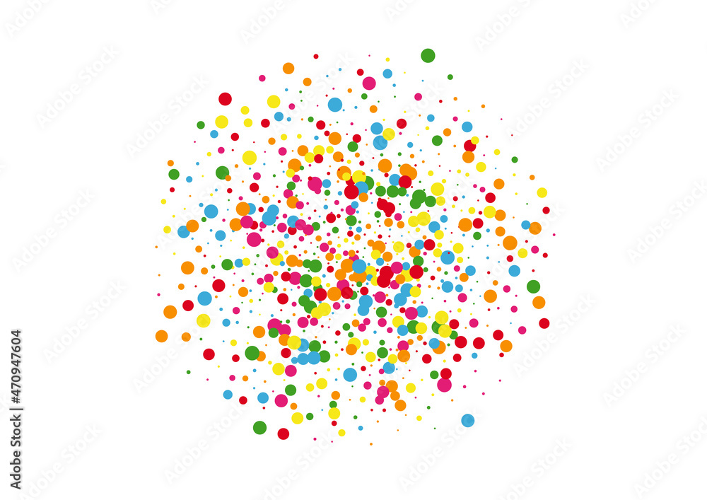 Orange Round Circular Illustration. Circle Vector Texture. Blue Celebration Dot. Multicolored Top Confetti Background.