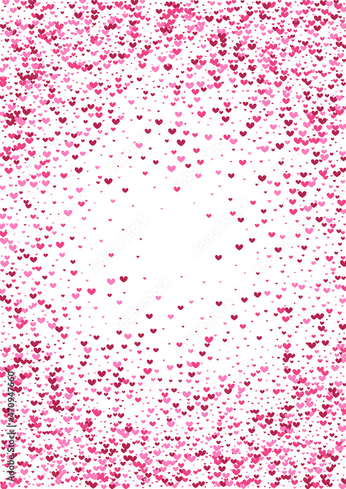Purple Valentin Heart Illustration. Rose Border Wallpaper. Pink Confetti Girl. Red Simple Frame. Shapes Texture.