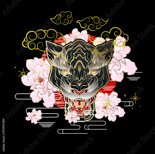 tiger illustration design for sukajan is mean japan traditional cloth or t-shirt with digital hand drawn Embroidery Men T-shirts Summer Casual Short Sleeve Hip Hop T Shirt Streetwear