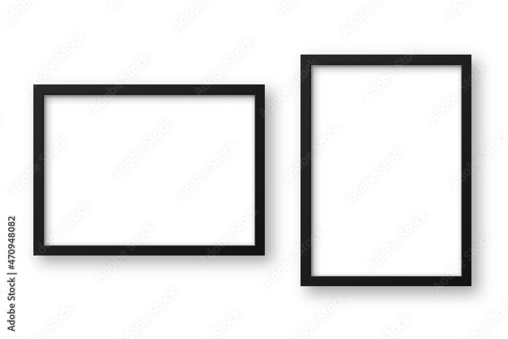 Realistic picture frame isolated on white background. Blank poster mockup. Empty photo frame. Vector illustration. Realistic picture frame isolated on white background. Blank poster mockup. Empty photo frame. Vector illustration.