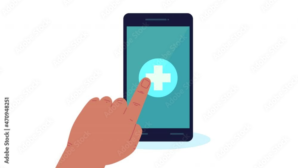 hand touching smartphone with cardiology app hand touching smartphone with cardiology app