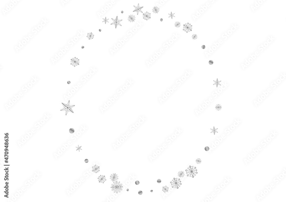 Obraz premium Luminous Dot Background White Vector. Snow Crystal Illustration. Silver Snowflake Holiday. Grey Christmas Card.