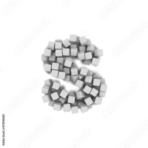 White cube letter S - Lowercase 3d voxel font - Suitable for science, modernity or technology related subjects