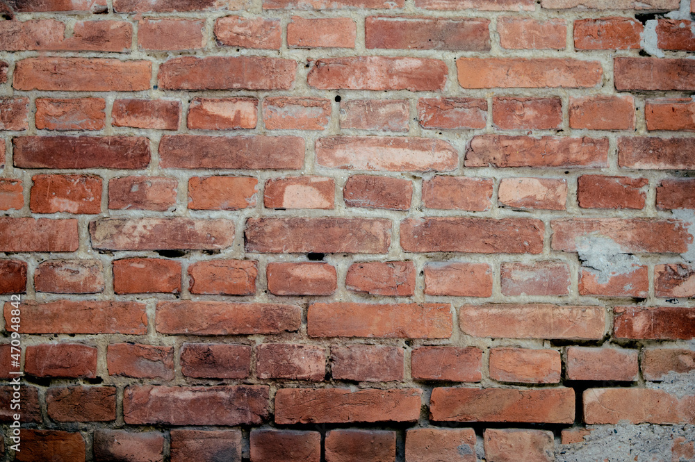 Fototapeta premium Weathered stained old brick wall background. Brick wall background, brick texture , interior design