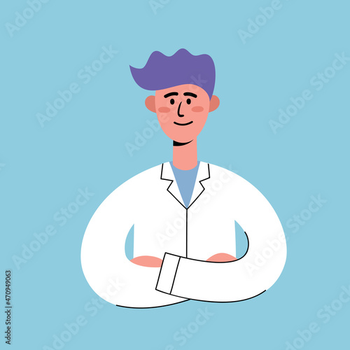 Vector illustration of family european male doctor