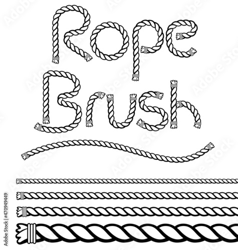 rope brush with tied off ends editable scalable