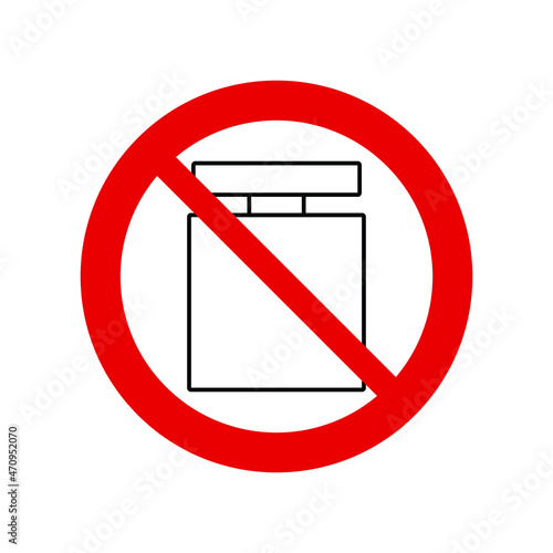 No perfume  vector. Not allow  toilette water sign. The red circle prohibiting sing  