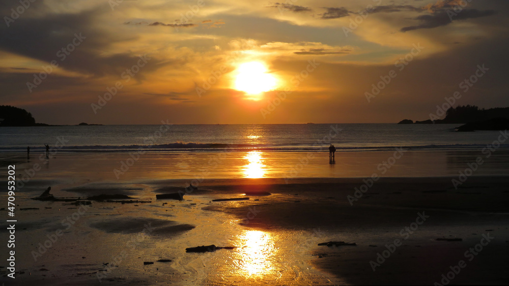 Romantic sunset on Vancouver Island beach