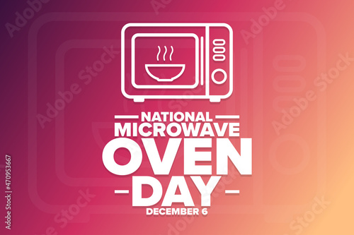 National Microwave Oven Day. December 6. Holiday concept. Template for background, banner, card, poster with text inscription. Vector EPS10 illustration.