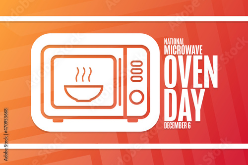 National Microwave Oven Day. December 6. Holiday concept. Template for background, banner, card, poster with text inscription. Vector EPS10 illustration.