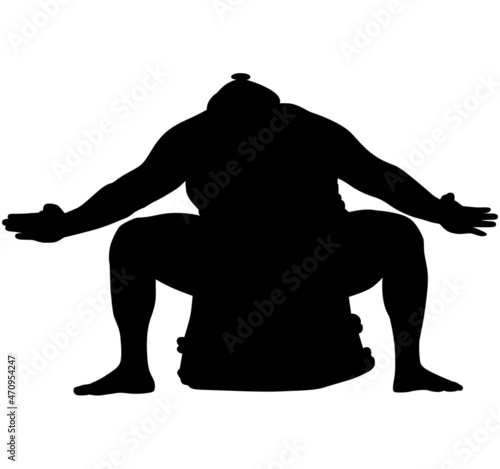 Strong japanese sumo fighter, sumo wrestler. A sumō fighter is known as a sumōtori or rikishi. silhouette