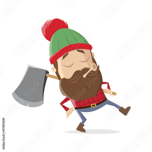 funny vector illustration of a cartoon lumberjack