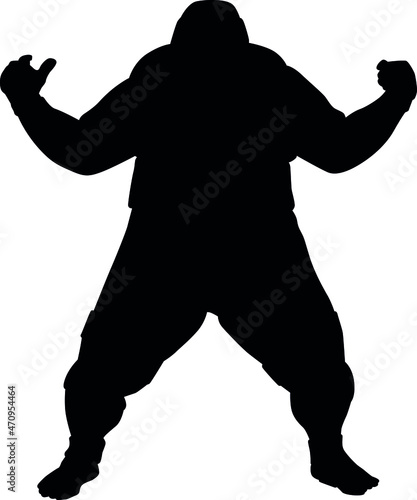 Strong japanese sumo fighter, sumo wrestler. A sumō fighter is known as a sumōtori or rikishi. silhouette