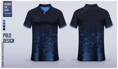 Polo shirt mockup template design for soccer jersey, football kit or sport uniform. Fabric pattern design.