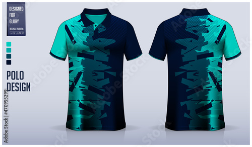 Polo shirt mockup template design for soccer jersey, football kit or sport uniform. Fabric pattern design.
