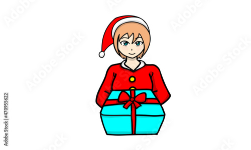 クリスマス サンタクロース Christmas　X'mas プレゼント ベクター イラスト 女性