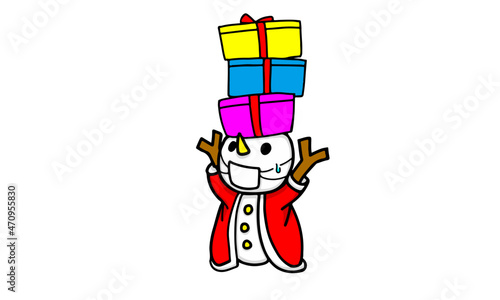 クリスマス サンタクロース Christmas　X'mas プレゼント ベクター イラスト スノーマン