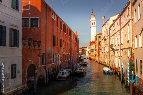 World famous water channels of Venezia, Veneto, Italy.