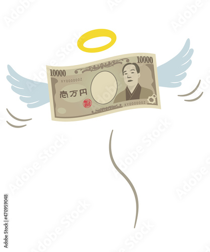 飛んでいくお金（一万円札）