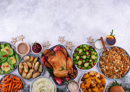 Christmas festive dinner with traditional dishes