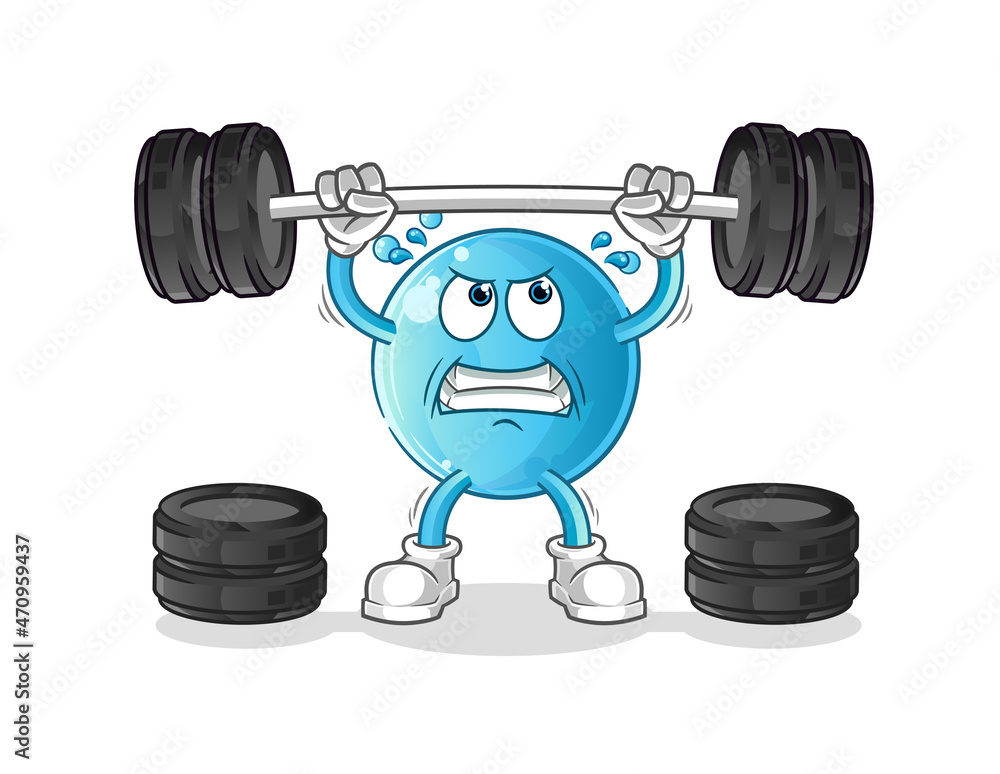 bubble lifting the barbell character. cartoon mascot vector bubble lifting the barbell character. cartoon mascot vector