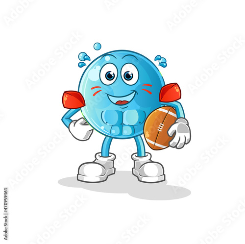 bubble playing rugby character. cartoon mascot vector