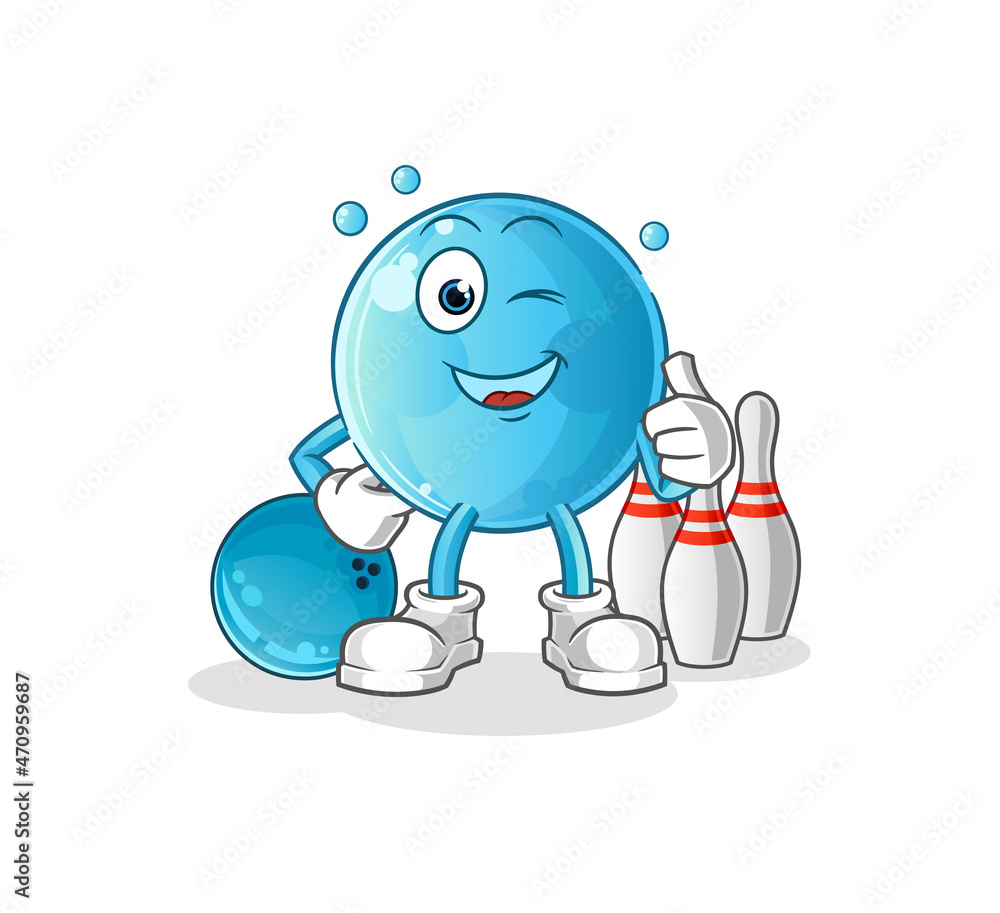 Fototapeta premium bubble play bowling illustration. character vector