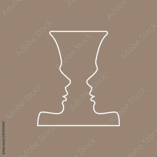 Psychology line icon concept. Rubin,s vase as concept of self knowing outline stroke element. Psychologist counseling. Psychotherapy. Editable stroke vector illustration