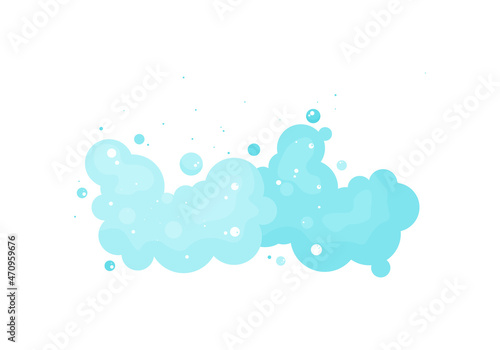 Suds and foam vector icon, blue soap bubbles. Effervescent air isolated on white background. Abstract illustration