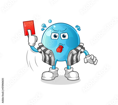 bubble referee with red card illustration. character vector