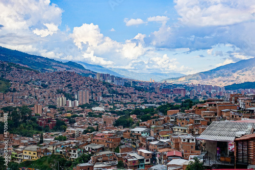 Skyline view over Medellin from Comuna 13, San Javier