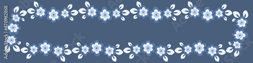Illustration on a sheet of 4x1 format - stylized flowers with leaves - graphics. Banner for text, gift