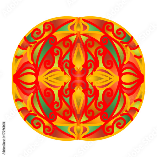 Beautiful colour CIRCLE LOGO OF batik ethnic flower floral and leaf frame 
