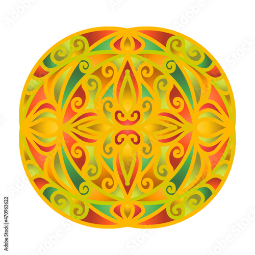 Beautiful colour CIRCLE LOGO OF batik ethnic flower floral and leaf frame 