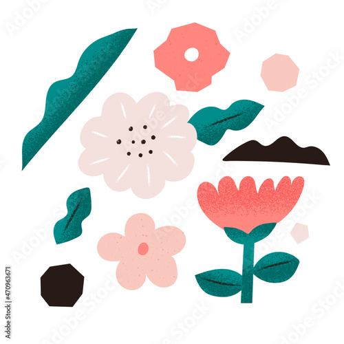 set of abstract modern flowers © 미림 신