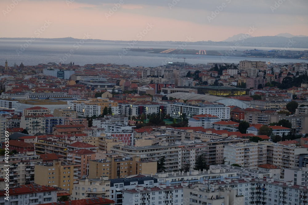 A view of the town of Nice from the upper town. the 25th october 2021, France.