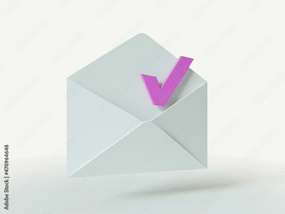 White envelope with check mark symbol. White envelope with check mark symbol.
