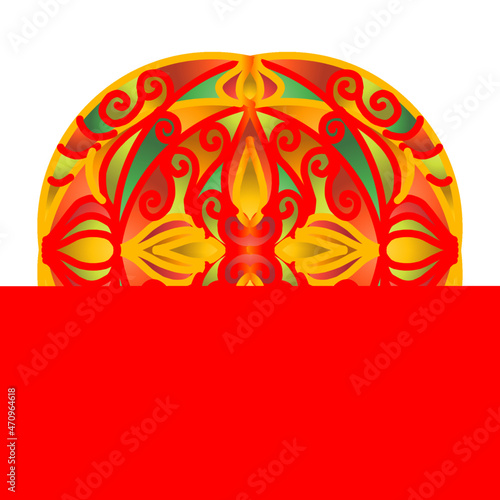 Beautiful colour CIRCLE LOGO OF batik ethnic flower floral and leaf frame 