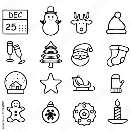 Christmas icon set. Vector illustration for clip-art, web icon, or other creative design