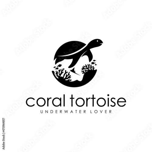 turtle and coral reef logo inspiration, underwater logo