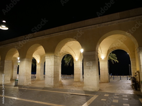 Some arches by night in the city of Nice. the 25th October 2021, Paris France.