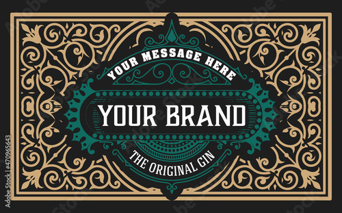 Whiskey label with old frames