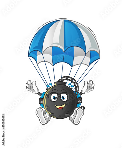 Fototapeta Naklejka Na Ścianę i Meble -  prison ball skydiving character. cartoon mascot vector